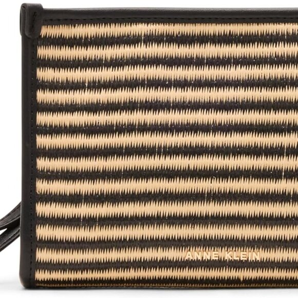 Elegant Striped Straw Wristlet with Durable Lining - Ideal for Beachside Dinners - Picture 1 of 5